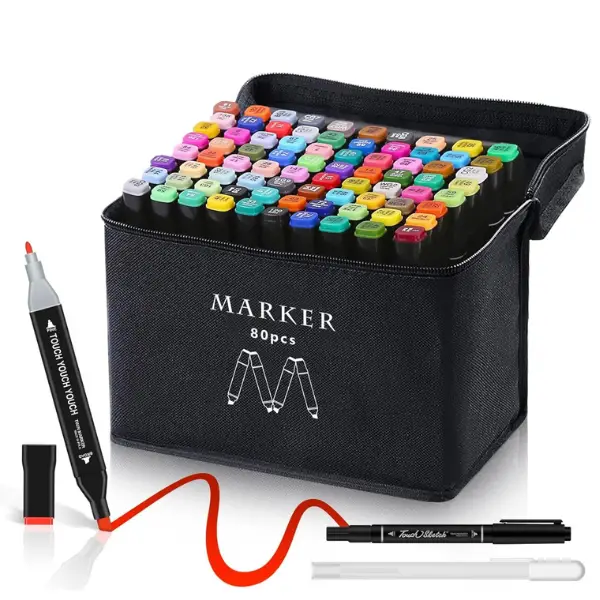 AdamStar 80-Color Dual Tip Alcohol Markers – Bold, Bright
