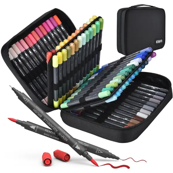 KEMYR 80 Colors Dual Tip Art Markers – Water-Based Brush & Fine Tip Pens