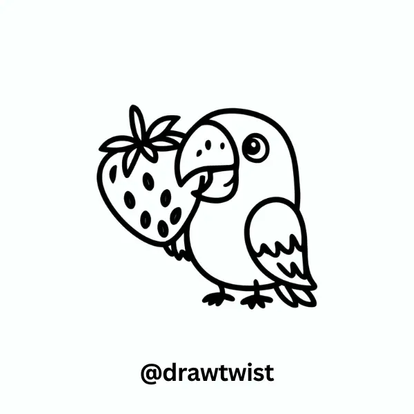 parrot With a Big Strawberry